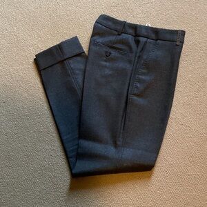 Women’s tapered, cuffed wool pants.
